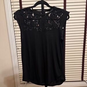 LOFT Black Lace Detail Blouse